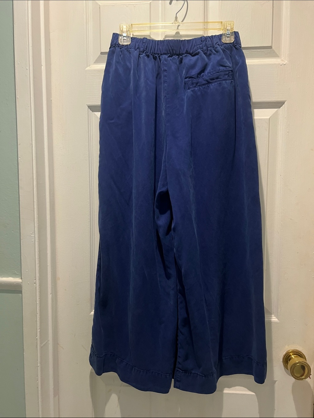 Women's Navy Blue Flare Wide Leg Pants - Picture 9 of 11